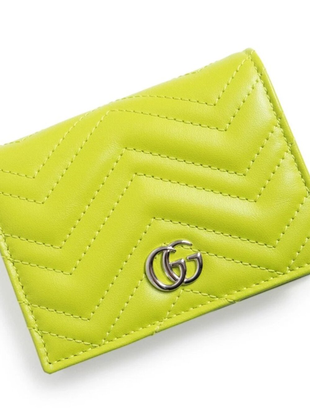 GUCCI GG MARMONT Bifold wallet lime green leather
